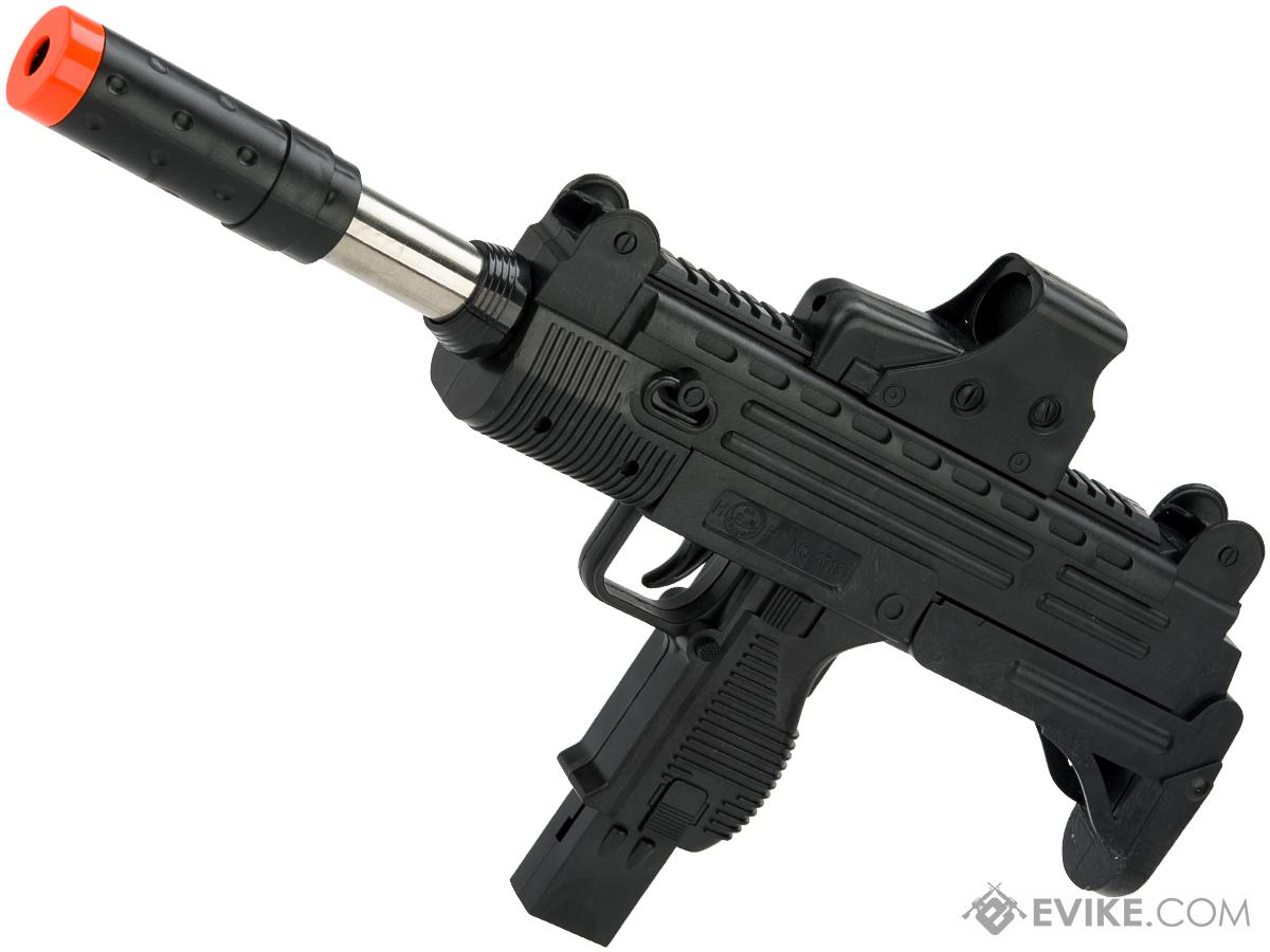 JG Polymer Single Shot Airsoft Spring Gun Armory Series (Model: Pump-Action UZI Machine Pistol with Barrel Extension)