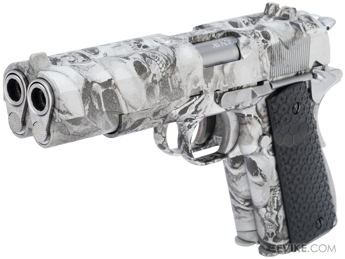 AW Custom Double Barreled 1911 Airsoft Gas Blowback Pistol (Color: SkullCam)