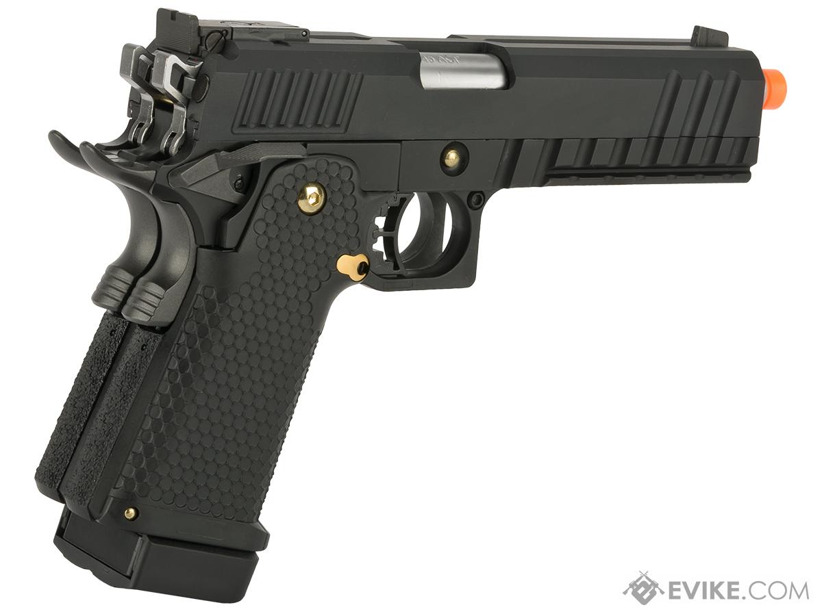AW Custom Double Barrel HiCapa 1911 Gas Blowback Airsoft Pistol (Color Black), Airsoft Guns