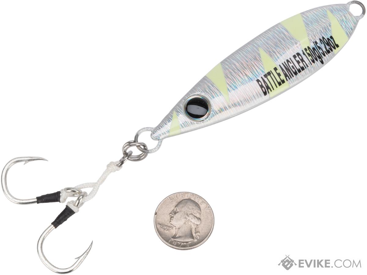 Battle Angler Phantom-Fall Jigging Lure Fishing Jig (Model: Silver Glow / 150g / Double Hook)