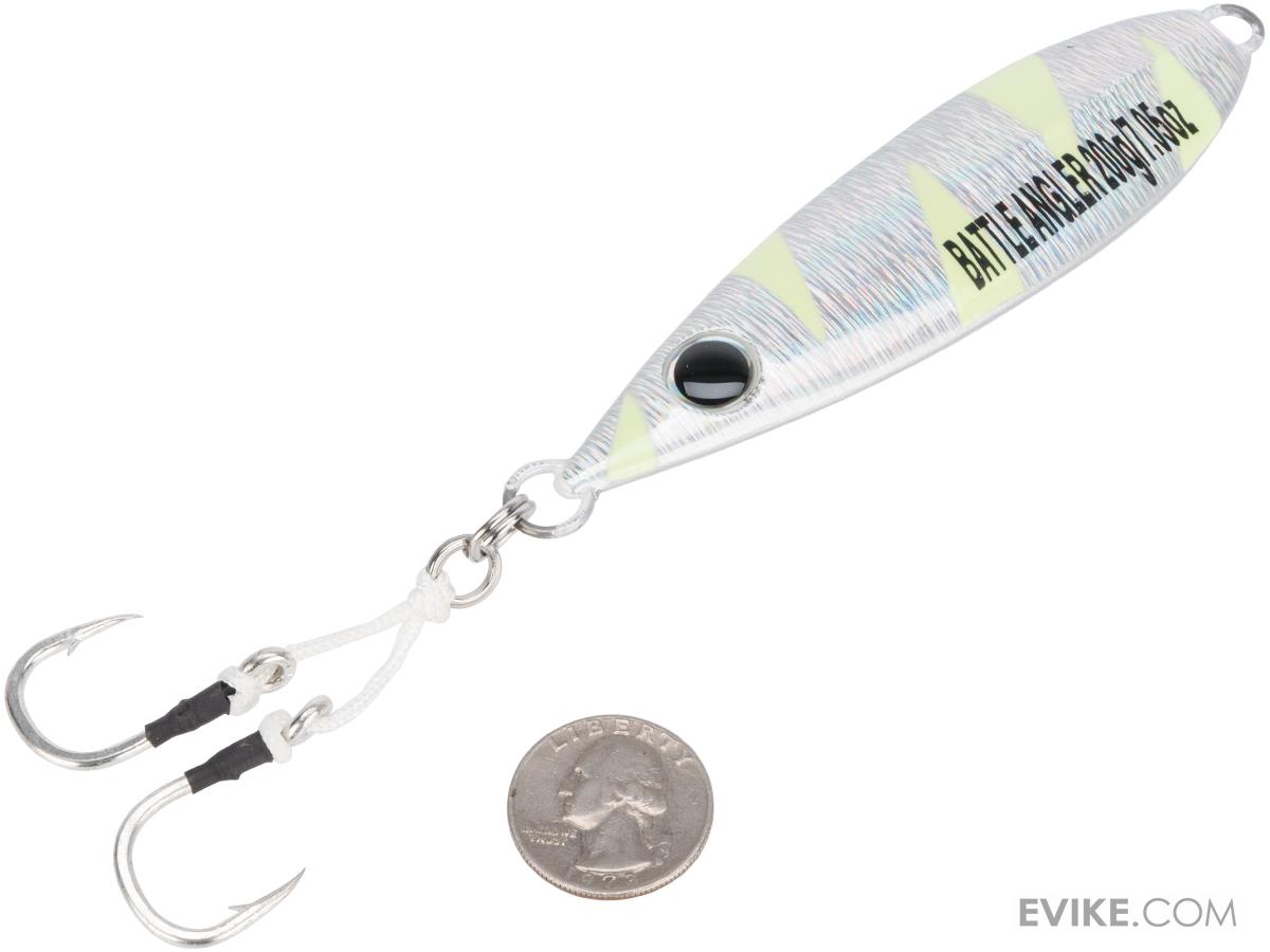 Battle Angler Phantom-Fall Jigging Lure Fishing Jig (Model: Silver Glow / 200g / Double Hook)