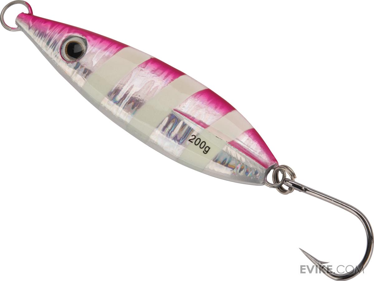 Battle Angler Phantom-Fall Jigging Lure Fishing Jig (Model: Pink Stripe / 200g / Tuna Hook)