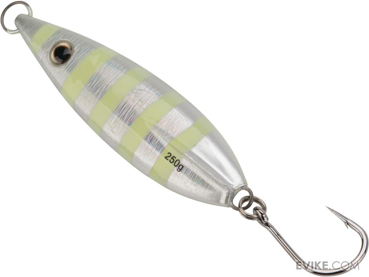 Battle Angler Phantom-Fall Jigging Lure Fishing Jig (Model: Chrome Zebra Stripe / 250g / Tuna Hook)