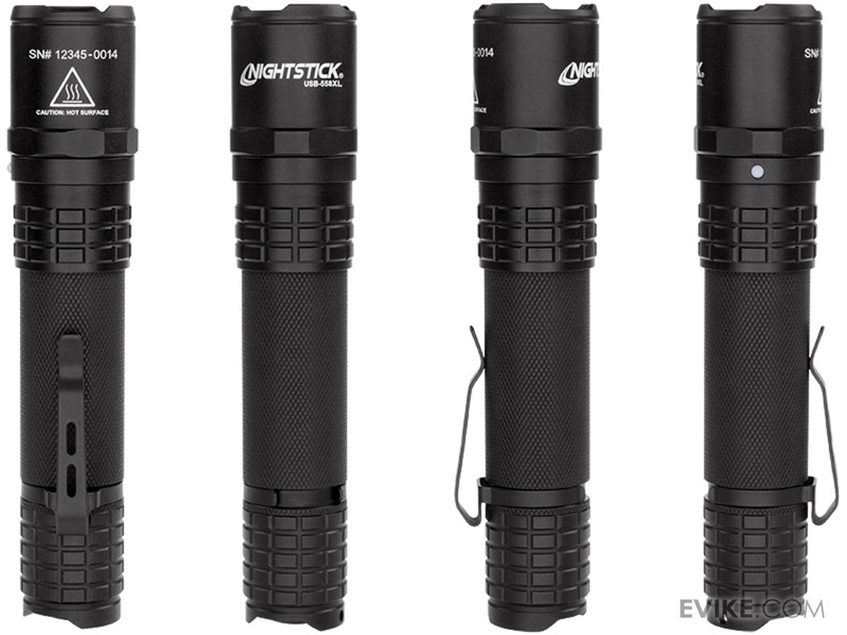 NightStick Tactical Flashlight USB Rechargeable 900//350//100 Lumens USB-558XL