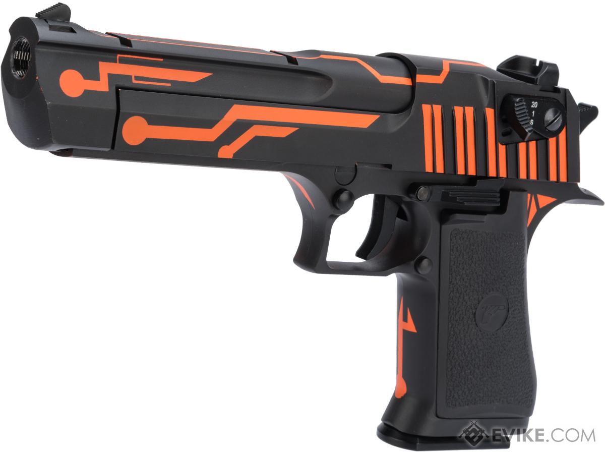 Magnum Research Licensed Semi/Full Auto Metal Desert Eagle CO2 Gas Blowback Airsoft Pistol by KWC w/ Black Sheep Arms Custom Cerakote (Color: Light Cycle Orange)