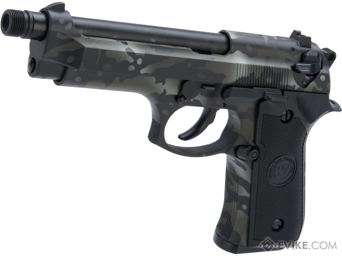 WE-Tech M9 Heavy Weight Airsoft GBB Professional Training Pistol w/ Black Sheep Arms Custom Cerakote (Color: Multicam Black w/ Green)