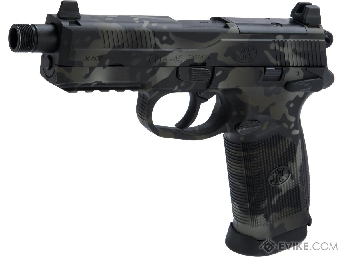 FN Herstal FNX-45 Tactical Airsoft Gas Blowback Pistol by Cybergun w/ Black Sheep Arms Custom Cerakote (Color: Multicam Black / Gun Only)