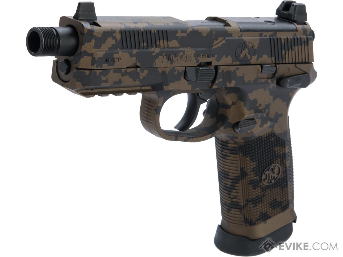 FN Herstal FNX-45 Tactical Airsoft Gas Blowback Pistol by Cybergun w/ Black Sheep Arms Custom Cerakote (Color: Brunt Bronze Digi / Gun Only)