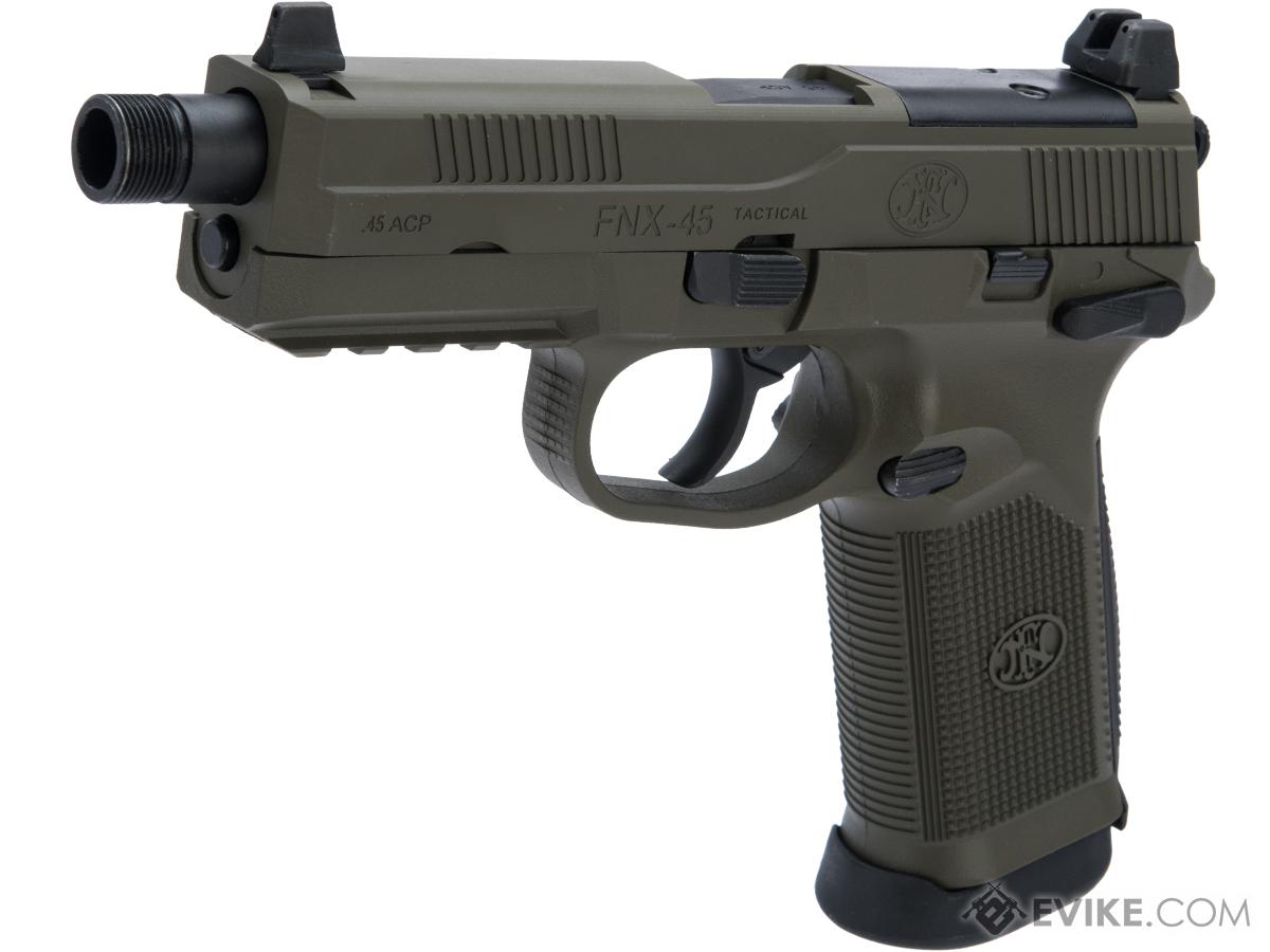 FN Herstal FNX-45 Tactical Airsoft Gas Blowback Pistol by Cybergun w/ Custom Cerakote (Color: OD Green / Gun Only)