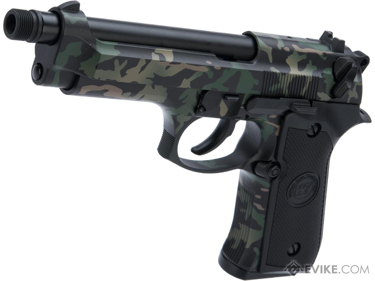 WE-Tech M9 Heavy Weight Airsoft GBB Professional Training Pistol w/ Black Sheep Arms Custom Cerakote (Color: Modified Woodland Reversed)