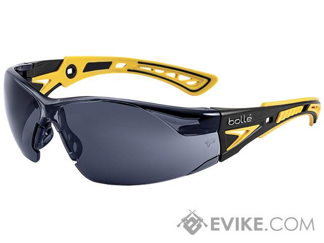 Bolle Safety RUSH+ Small Z87+ Safety Glasses (Model: Smoke Lens / Yellow & Black Frame)