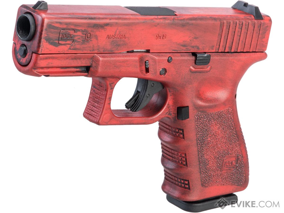 Elite Force Fully Licensed GLOCK 19 Gen.3 Gas Blowback Airsoft Pistol w/ Custom Cerakote (Color: Red Distressed)