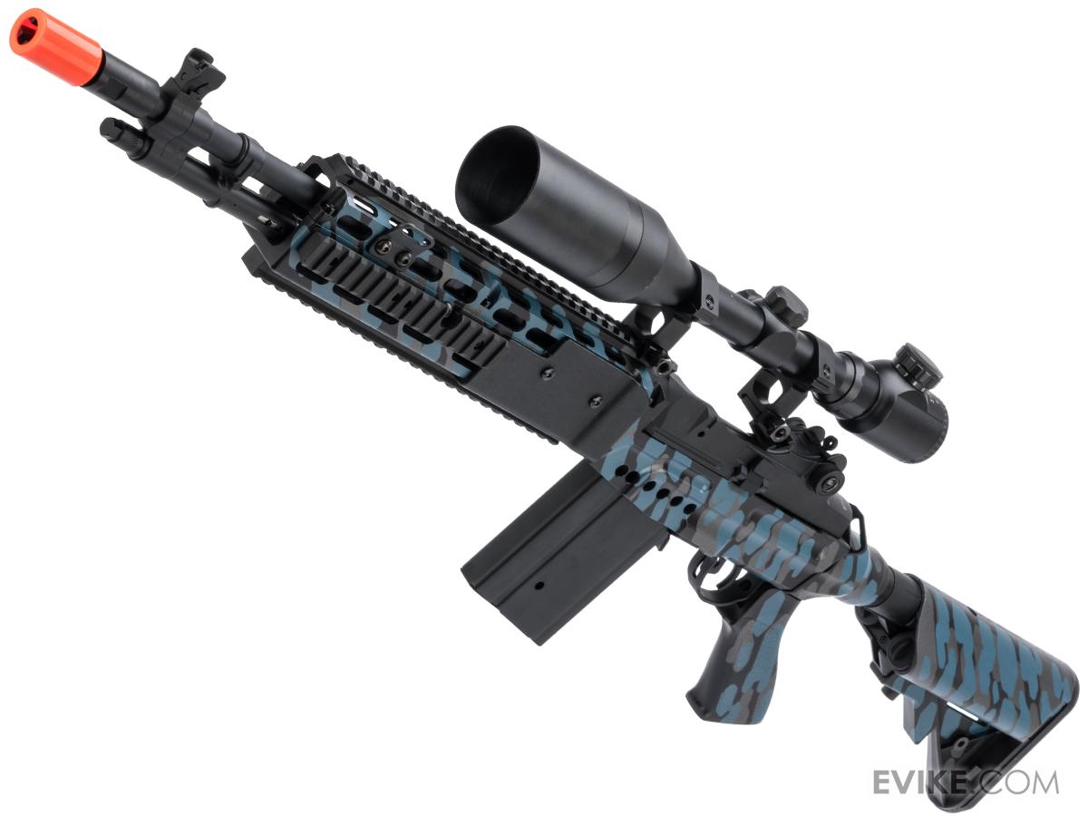 CYMA Sport Full Metal M14 EBR Designated Marksman Rifle Airsoft AEG w/ Black Sheep Arms Custom Cerakote (Color: UDC Blue / Crane Stock)