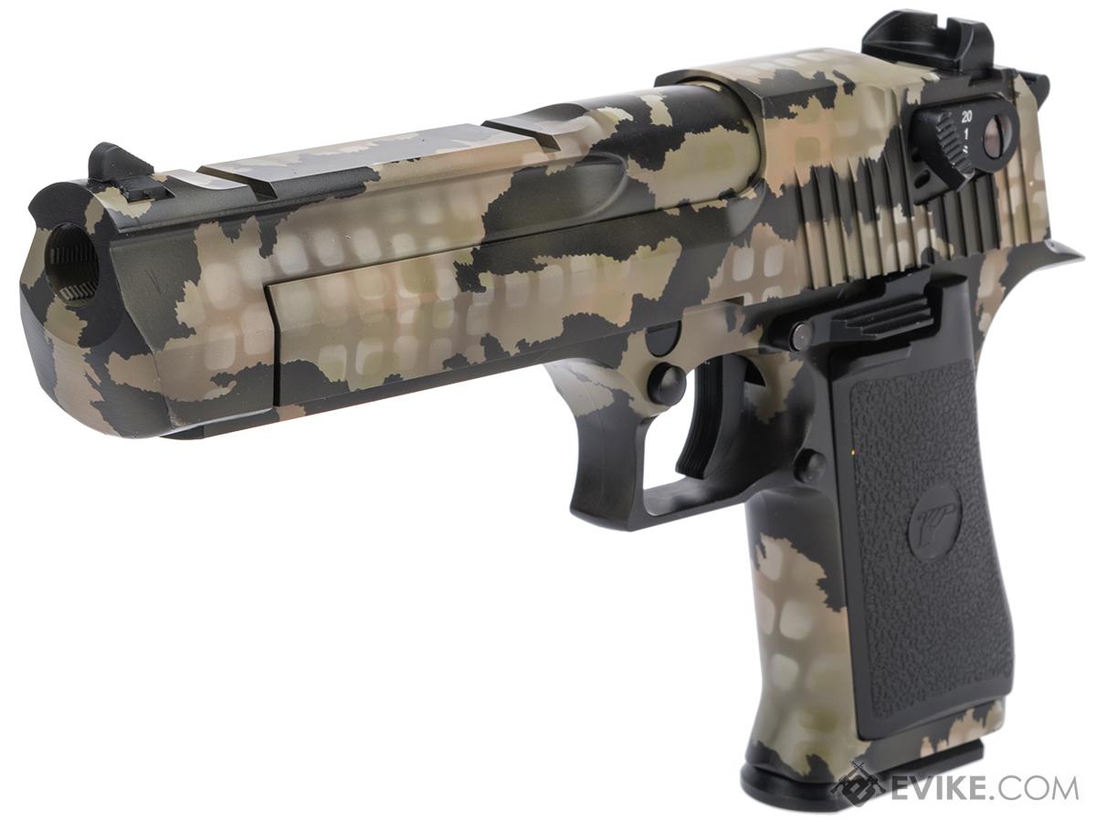 Magnum Research Licensed Semi/Full Auto Metal Desert Eagle CO2 Gas Blowback Airsoft Pistol by KWC w/ Black Sheep Arms Custom Cerakote (Color: Woodland Opticamo)