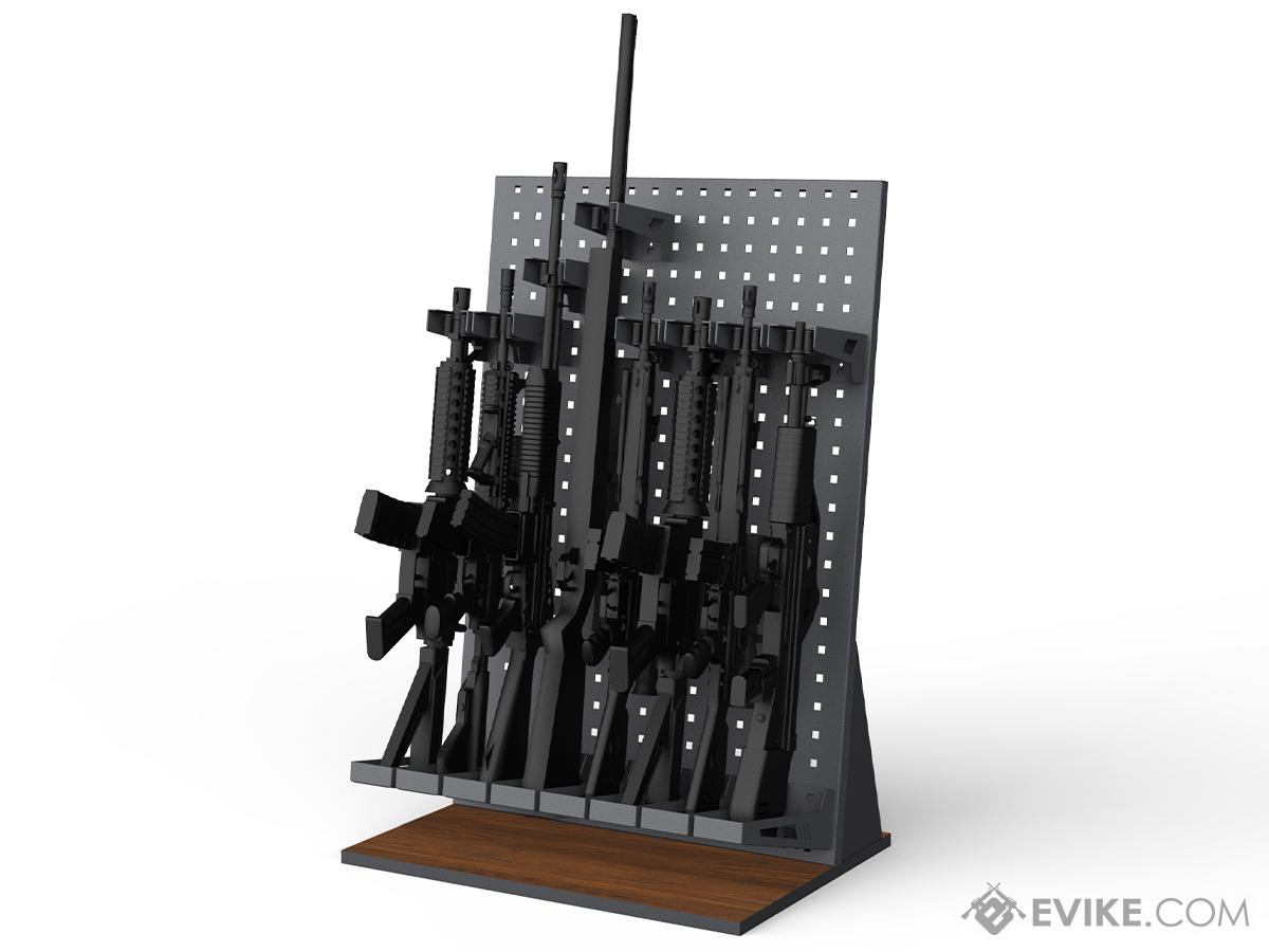 EMG Battle Wall System Weapon Display & Storage Solution Slanted Rack w/ Wood Base