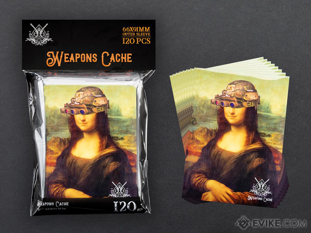 Tournament Grade Standard Size Art Sleeves for TCG and Sports Trading Cards by Weapons Cache - 120 Count (Style: Tactical Mona Lisa)