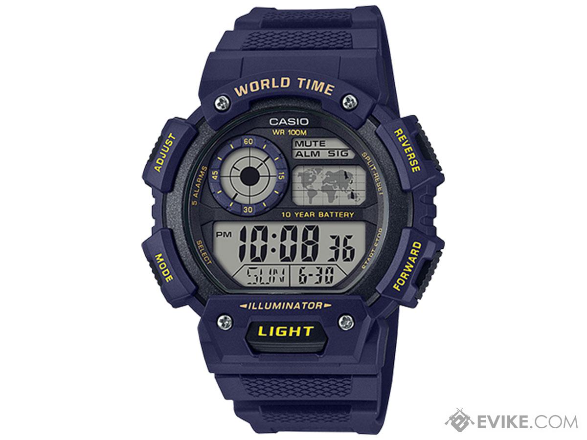 Casio AE1400WH World Time Digital Sports Watch (Color: Blue)