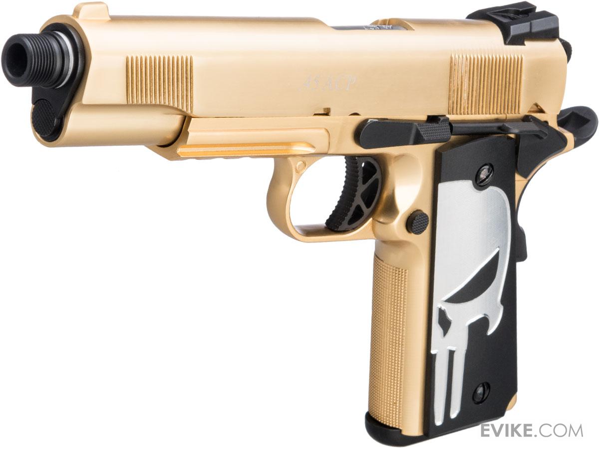 WETech Custom Gold Plated Railed Frame 1911 Airsoft Gas Blowback