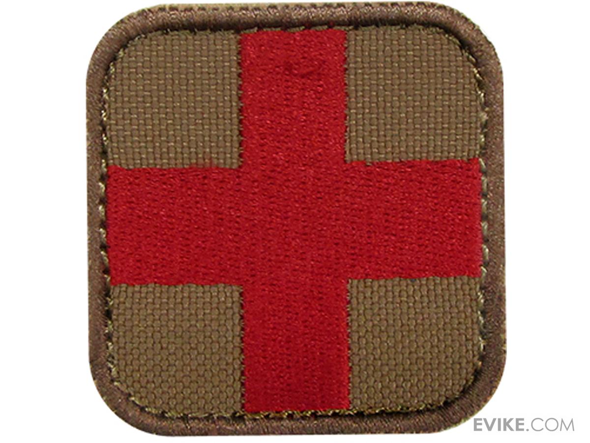 Condor Embroidered Medic Hook & Loop Patch (Color: Coyote Brown / Red)