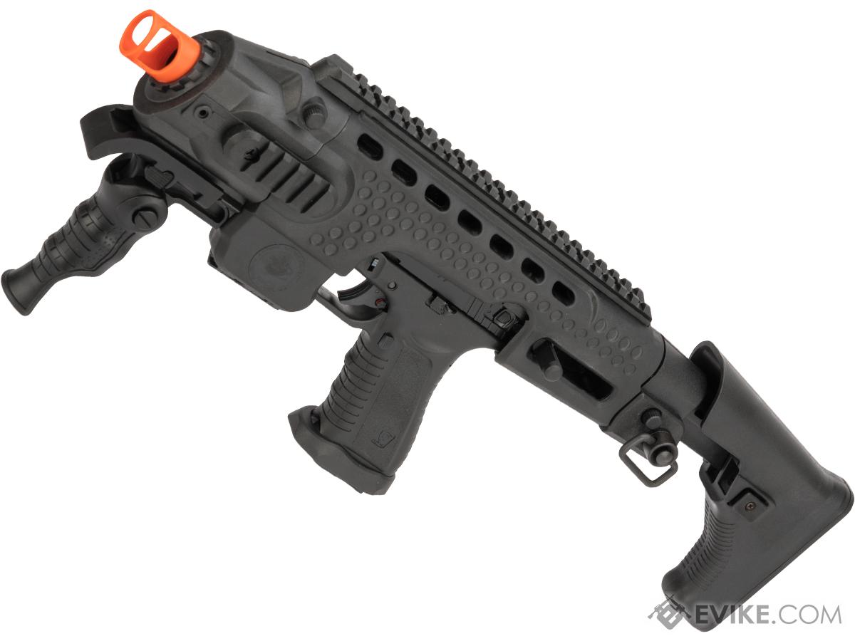 APS Action Combat Carbine Complete Gas Blowback Airsoft Compact SMG Rifle (Model: Black Full Auto)