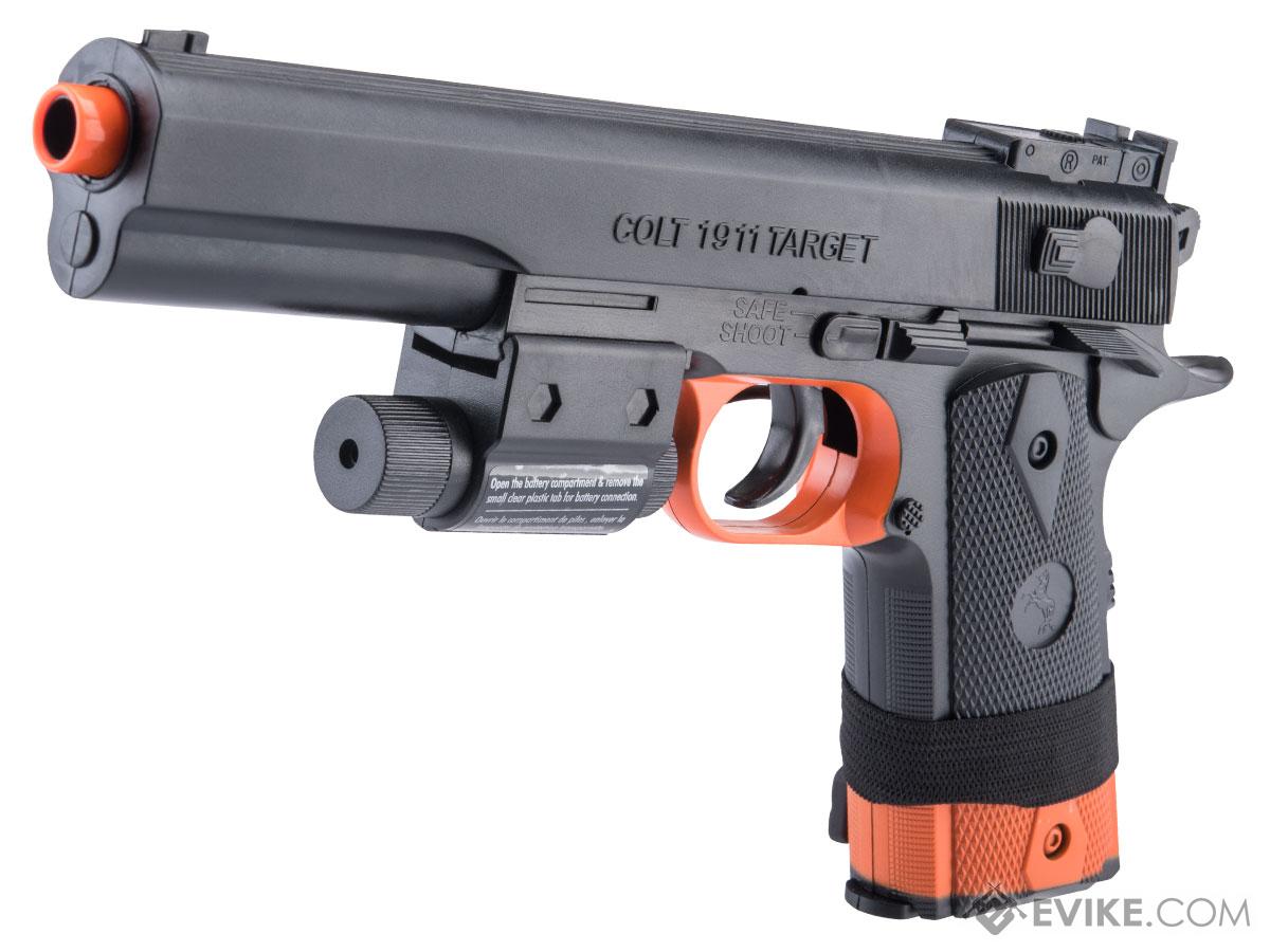 SoftAir Colt Licensed 1911 Target Airsoft Spring Pistol w/ Laser (Color: SB199 Orange/Black)