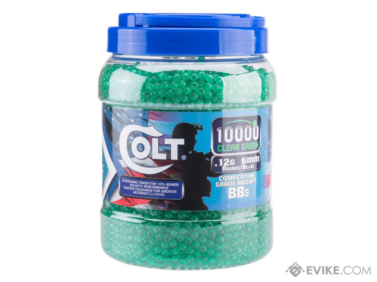 SoftAir Colt-Licensed .12g Competition Grade 6mm BBs (Model: 10,000 Round Jar / Clear Green)