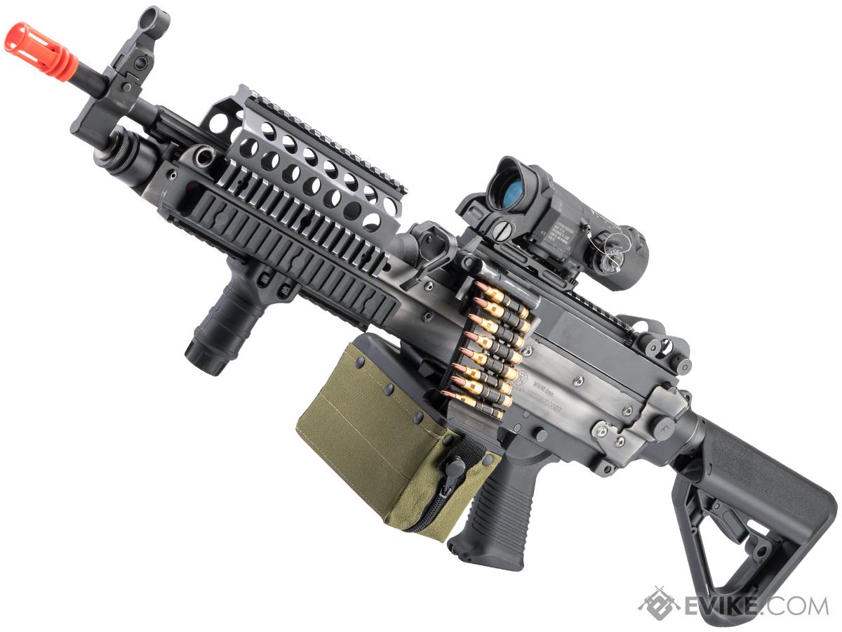 A&K x SP Systems Custom FN Licensed MK46 Mod.1 Airsoft AEG Light Machine Gun by Cybergun (Color: Battle Worn Black)