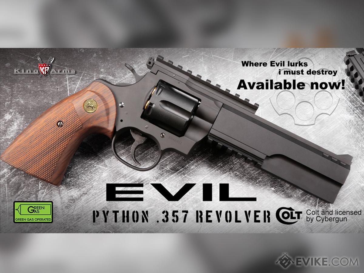 Cybergun Colt Licensed Python Evil .357 Magnum Gas Powered Airsoft  Revolver (Color: Black / Faux Wood Grips / Green Gas), Airsoft Guns, Gas  Airsoft Pistols -  Airsoft Superstore