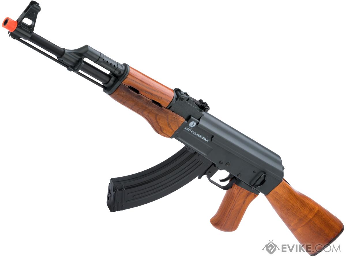  Well AK-47 AEG Semi/Full Auto Electric Airsoft Rifle Gun High  Capacity Magazine FPS 290 (Black/Wood) : Sports & Outdoors