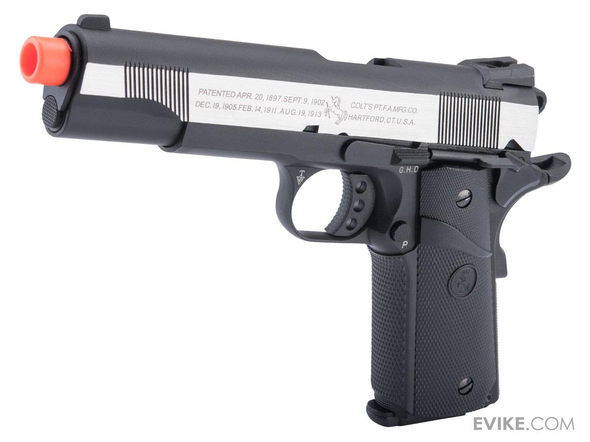 Cybergun Colt Licensed 1911 Airsoft Gas Blowback Pistol (Color: Two-Tone Silver - Black / MEU / Gas)