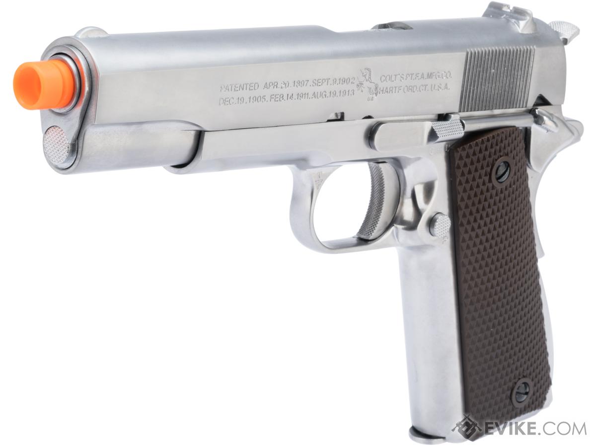 Cybergun Colt Licensed 1911A1 Airsoft Gas Blowback Pistol by AW Custom (Model: Silver / Green Gas)
