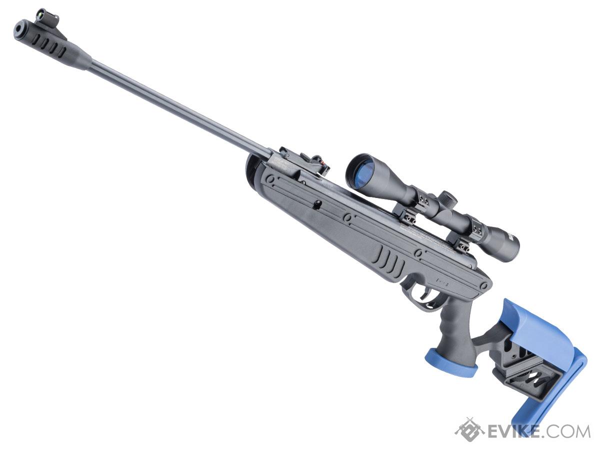 Swiss Arms TG-1 Break Barrel Nitro Piston .177 Air Rifle with 4x32 Scope and Adjustable Stock (Color: Black & Blue)