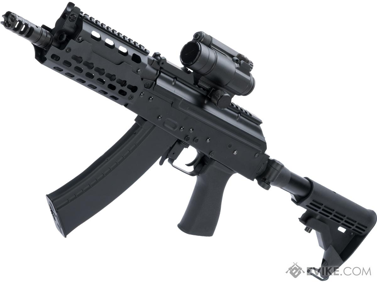CYMA Stamped Steel AK-74 Custom Airsoft AEG Rifle w/ Folding Stock & Keymod Rail (Color: Black / CQB)