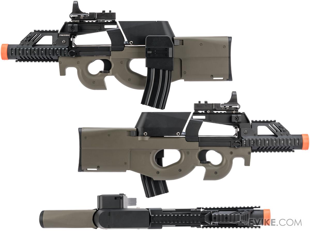 Custom P90 Terminator Airsoft AEG w/ Box Mag (Color OD Green