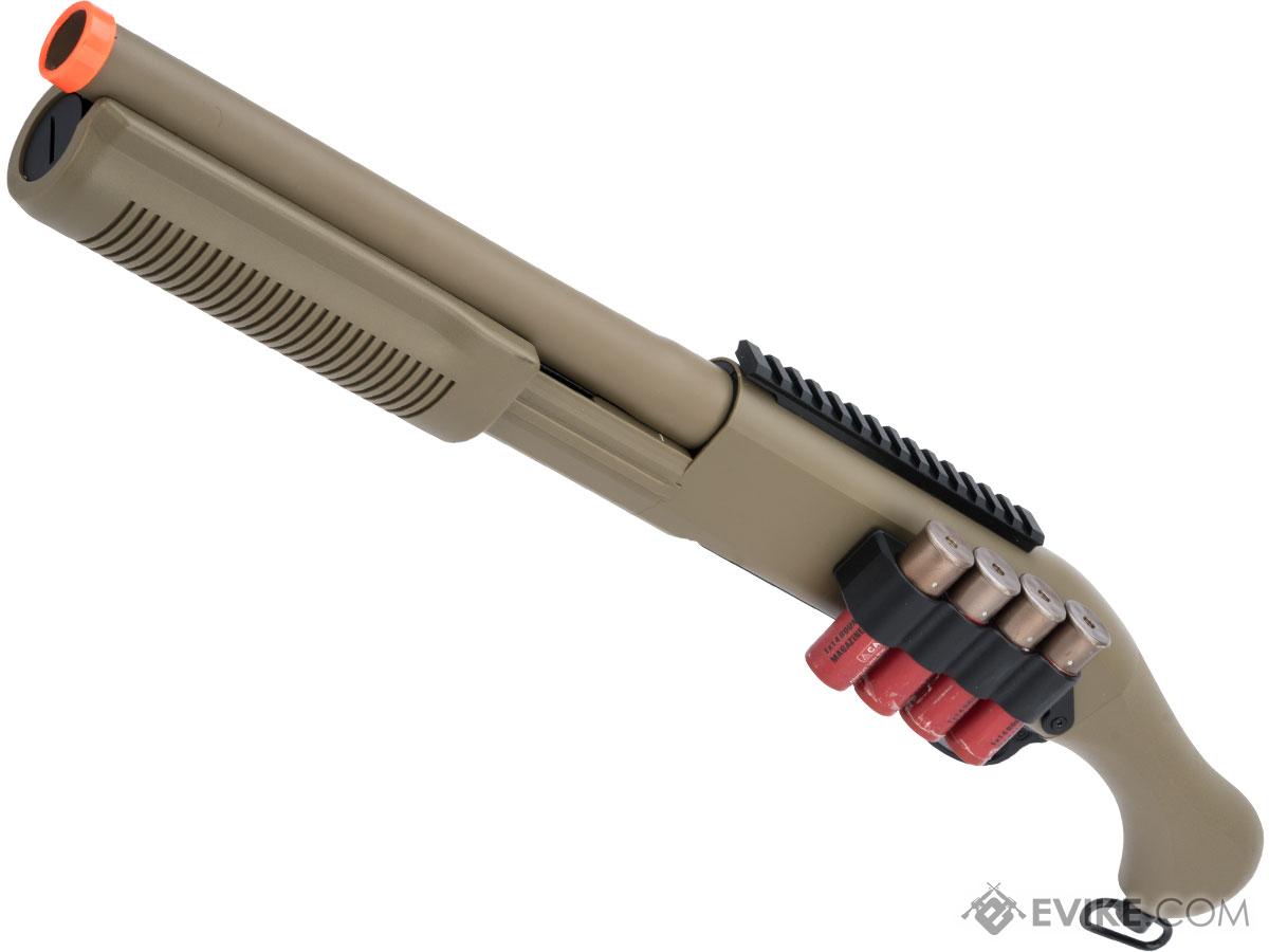 CYMA Standard M870 3-Round Burst Multi-Shot Shell Loading Airsoft Shotgun (Model: AOW-A Standard / Tan)