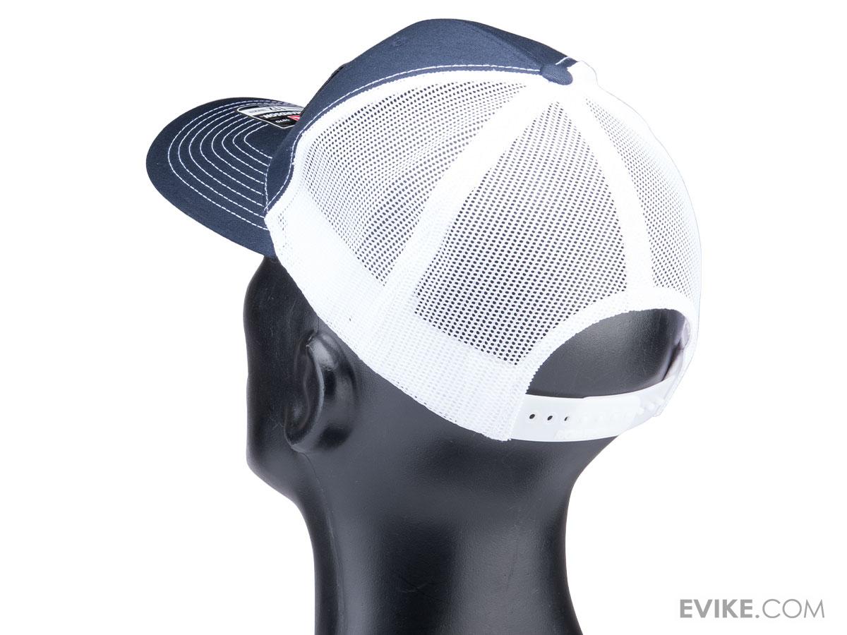 D-VEC Trucker Hat With Rubber Logo – White And Black, Adjustable – Casual Baseball Cap