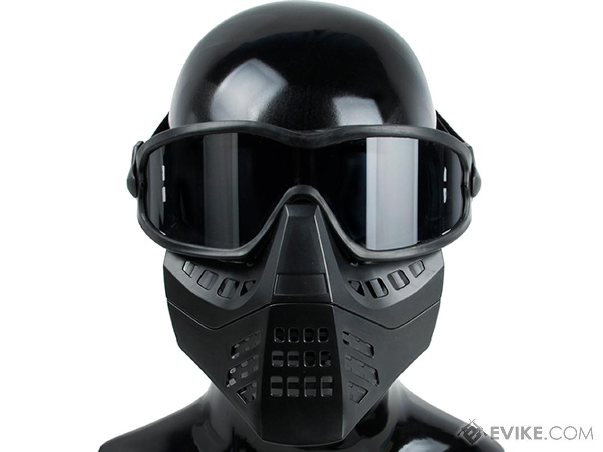 TMC Full Face Mask with Removable ANSI 87.1 Goggles (Color: Black / Smoked Lens)