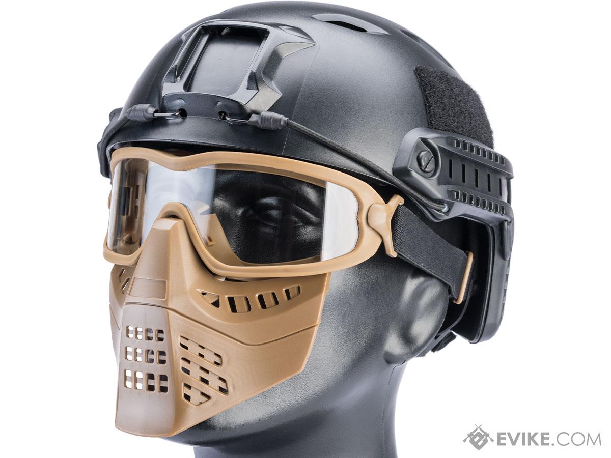 TMC Full Face Mask with Removable ANSI 87.1 Goggles (Color: Coyote Brown / Clear Lens)