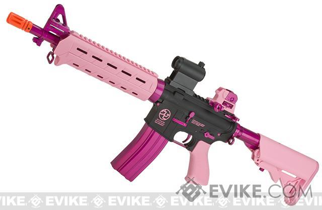 G&G Airsoft CM16 MOD-0 Airsoft M4 AEG Rifle UPI Edition - Pink/Black (Package: Add 9.6 Butterfly Battery + Smart Charger)