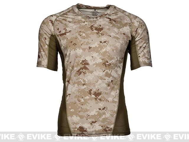 Emerson Skin-tight Base Layer Camo V-Neck Running Shirt (Color: AOR1 Camo / X-Large)
