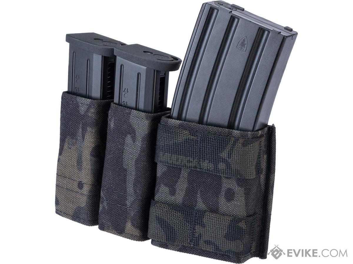 Esstac Side-BY-Side 1+2 5.56 / Double Stack Pistol KYWI Mag Pouch w/ Fight Light MALICE Clips (Color: Multicam Black)