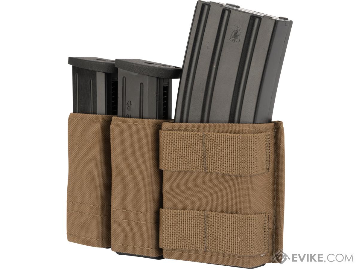 Esstac Side-BY-Side 1+2 5.56 / Double Stack Pistol KYWI Mag Pouch w/ Fight Light MALICE Clips (Color: Coyote Brown)