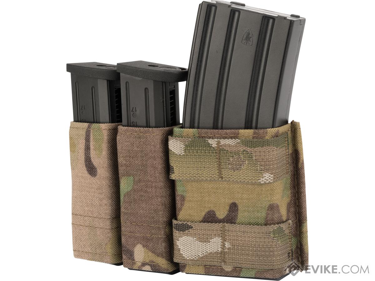 Esstac Side-BY-Side 1+2 5.56 / Double Stack Pistol KYWI Mag Pouch w/ Fight Light MALICE Clips (Color: Multicam)