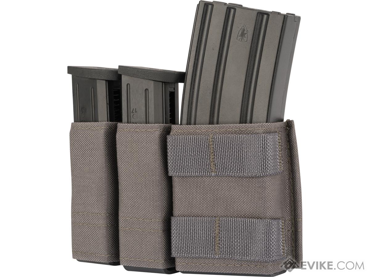 Esstac Side-BY-Side 1+2 5.56 / Double Stack Pistol KYWI Mag Pouch w/ Fight Light MALICE Clips (Color: Wolf Grey)