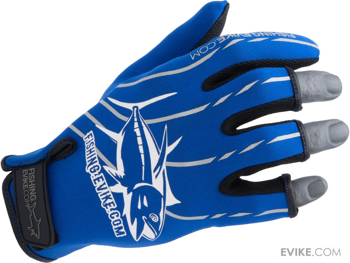 Fishing.Evike Shark Skin 3-Finger Deep Sea Fishing Gloves (Style: Blue / Small)