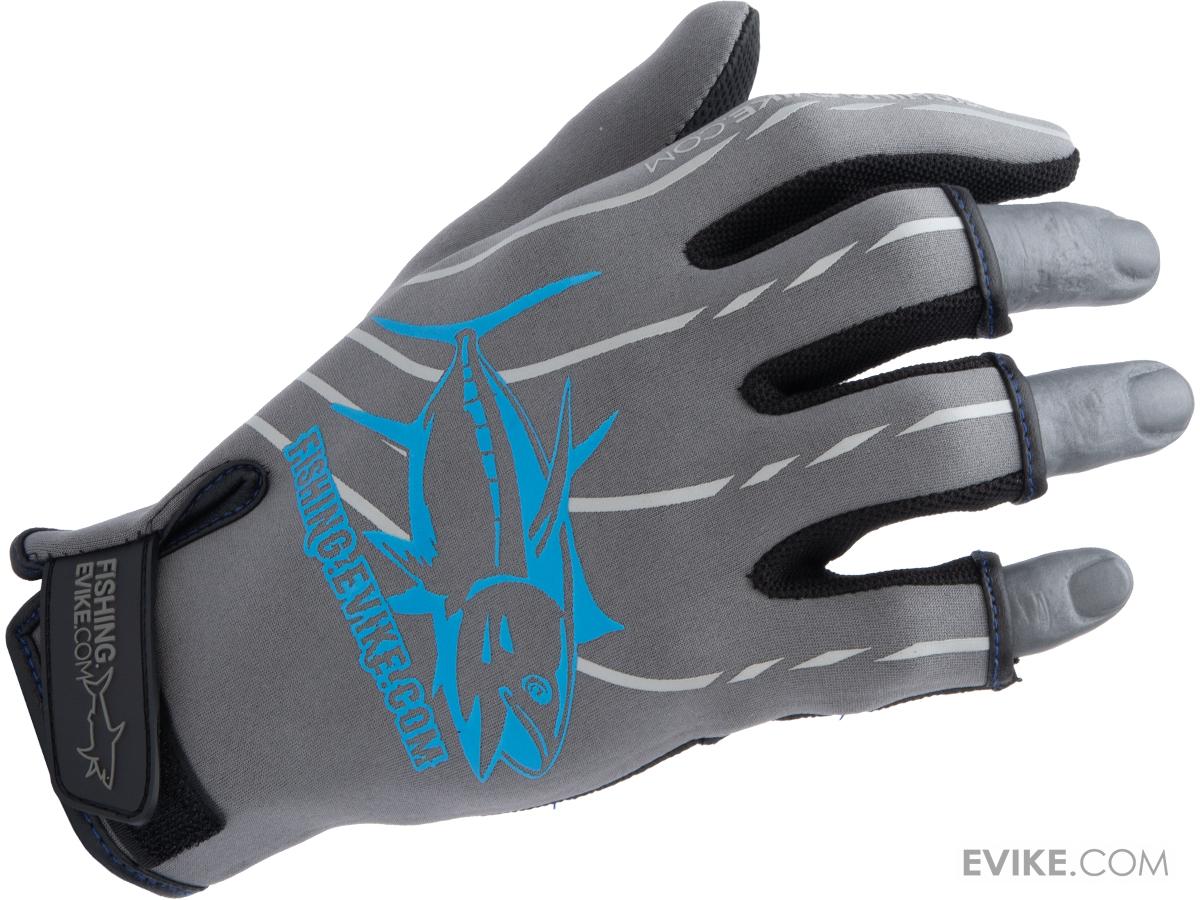 Fishing.Evike Shark Skin 3-Finger Deep Sea Fishing Gloves (Style: Grey / Large)