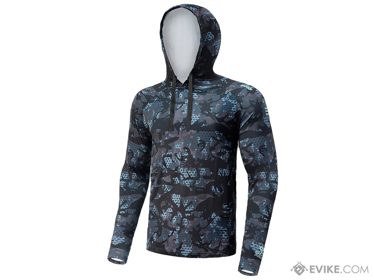 Evike.com Helium Armour UPF50 Body Protective Battle Hoodie for Fishing / Airsoft (Color: Aqua-Black Camo / Large)