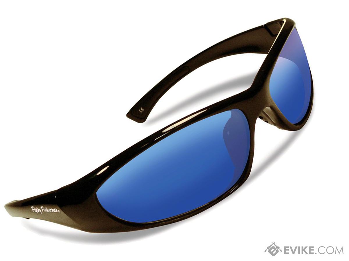 Flying Fisherman Fluke Jr Polarized Sunglasses (Color: Black w/ Smoke-Blue Mirror Lens)