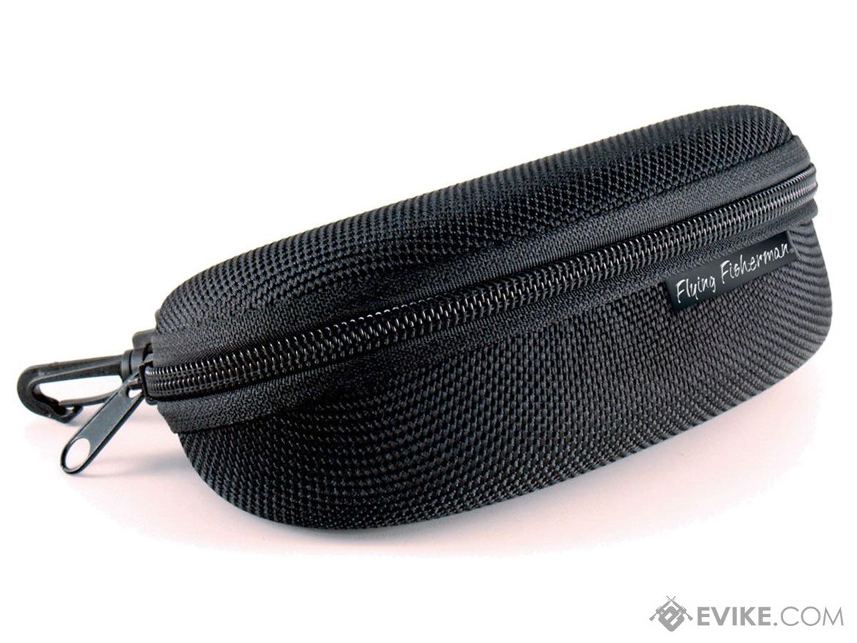 Flying Fisherman Sunglass Case, Zipper Shell with Clip Hook, Black