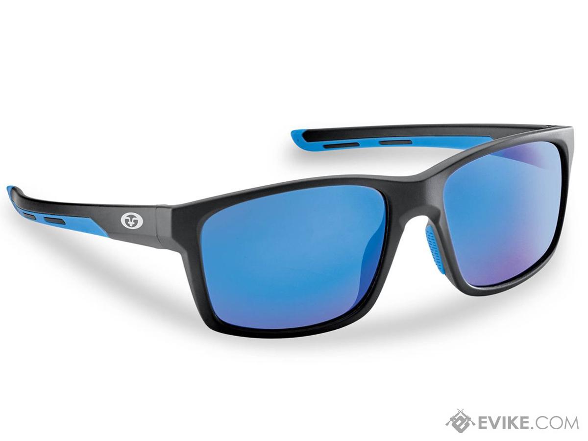 Flying Fisherman Freeline Polarized Sunglasses (Color: Matte Black Frame / Smoke-Blue Mirror Lens)